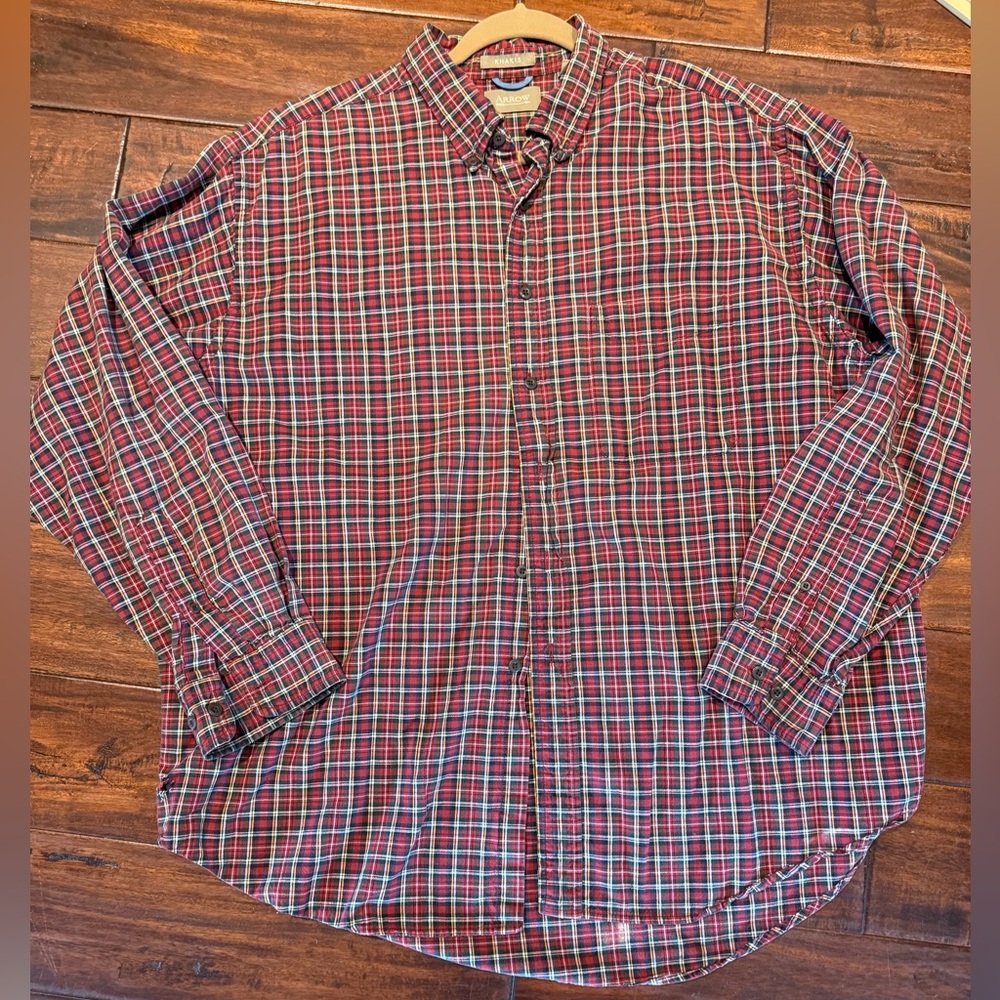 Arrow Khakis Men's Red Plaid Shirt xl